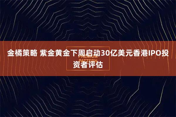 金橘策略 紫金黄金下周启动30亿美元香港IPO投资者评估